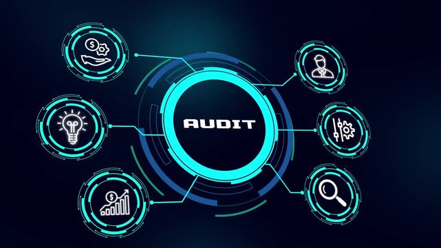 Business Audit Concept. Financial Compliance, Internal Review, Risk Assessment, Corporate Governance and Technology Concept.