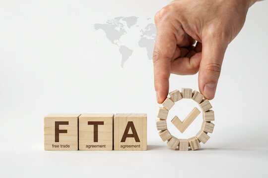 Free Trade Agreement Compliance Concept With FTA Approval And Global Trade Certification