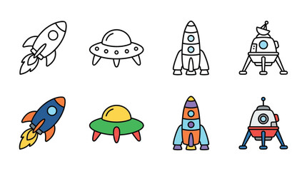 Spacecraft Silhouettes Including Rockets Ufos And Lunar Modules Silhouette © Ambiya