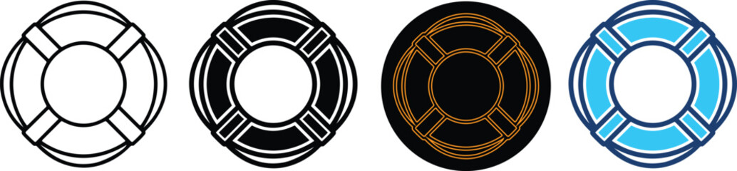 Four Distinctive Graphic Variations Of Lifebuoy Ring Icons © Emran Hossain
