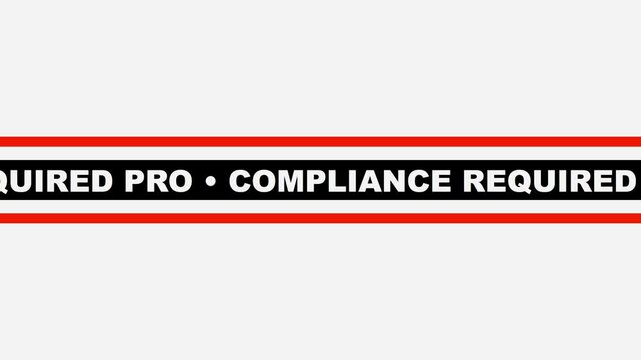 Compliance required pro scrolling text banner for corporate regulatory and safety messaging animation 4k