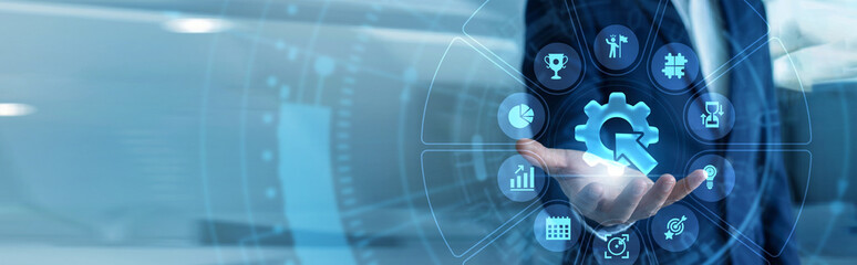 Sales executive reviewing client data hand holding smart pad tracking Customer Relationship Management metrics boosting sales growth. Fostering brand loyalty and maximizing enterprise profits. © Nexus Studio