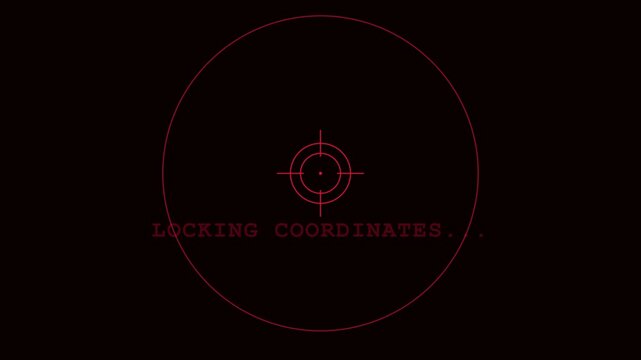 Digital targeting system interface with red locking coordinates hud overlay animation 4k
