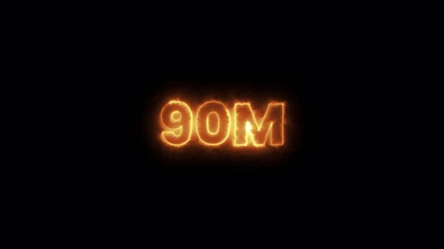 90M glowing animation,90M views like and comment animation, 90 Million achievement for social media 4K video animation with alpha channel.