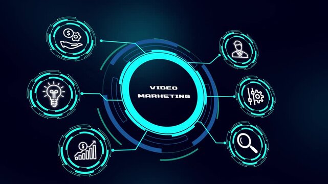 Video Marketing Concept. Digital Content Promotion, Brand Awareness, Audience Engagement, Online Advertising and Business Growth Concept.