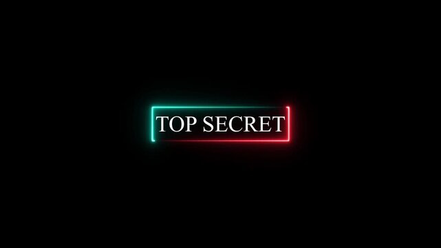 Glowing neon rectangle Top secret grunge stamp symbol 3d editable text effect.4k&nbsp; video