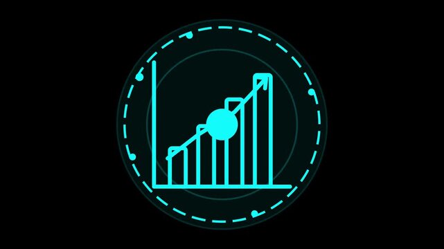 Dynamic digital growth icon for business analytics and financial progress visualization, showcasing upward trends and strategic market performance with a modern, glowing interface design