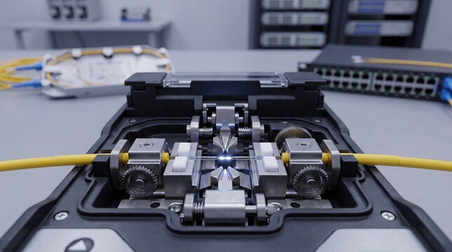 Fiber Optic Fusion Splicer Performing Precision Fiber Splicing for FTTH and Telecommunications Networks