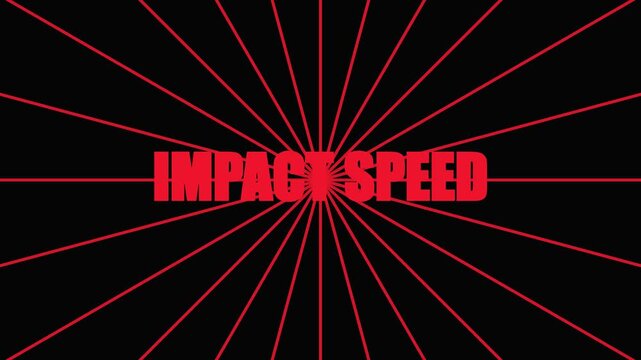 Impact speed kinetic typography motion with radial red lines animation 4k background, motion radial lines
