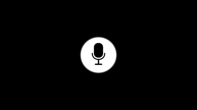 Voice Input Microphone Icon Inside Circular Button, Modern Audio Recording Symbol for Digital wave audio icon 4k video animation.