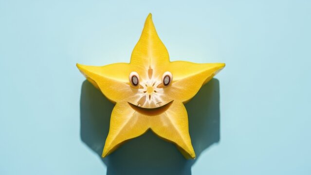 Star fruit slice with smiling face