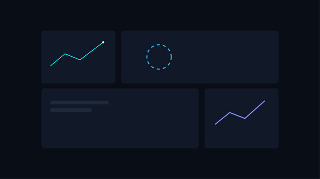 Modern Dark Dashboard User Interface Panels, Futuristic Analytics UI Vector Background