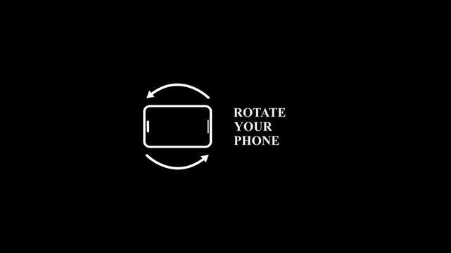 device rotate instruction animation with alpha channel. rotate your phone animation in 4k with transparent black background.