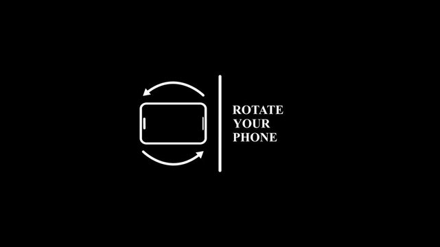 device rotate instruction animation with alpha channel. rotate your phone animation in 4k with transparent black background.