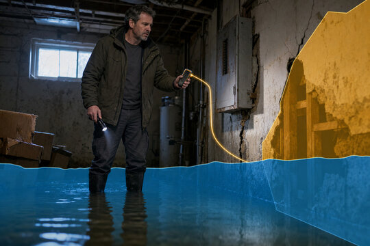 Flood damaged apartment basement