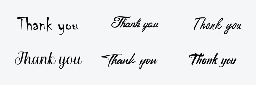 Thank you handwritten inscription. set hand drawn lettering. thank you calligraphy. thank you art line eps 888. handwritten thank you note vector illustration eps 888. 