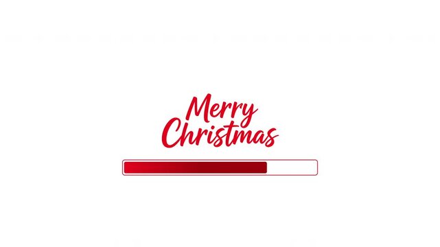 Merry Christmas Loading Progress Bar Animation with Red Holiday Theme on White Background