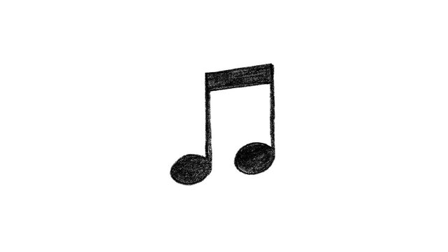 Hand, drawn, music, note, animation, black, charcoal, eighth, note, Alpha channel, musical, symbol, motion, graphic, creative, sound, design, element, artistic, sketch, 4k, resolution, asset.
