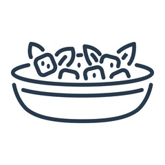 Fototapeta premium Line art salad bowl icon for restaurant menu and food delivery culinary
