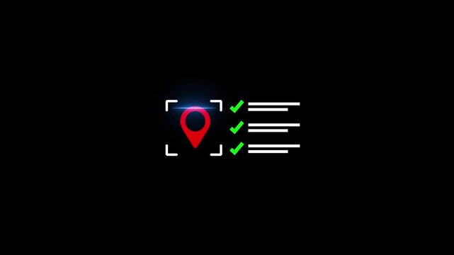 Digital location pin with checklist animation for navigation and logistics ui