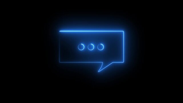 Glowing neon message box icon animation with mail inbox symbol on black background.