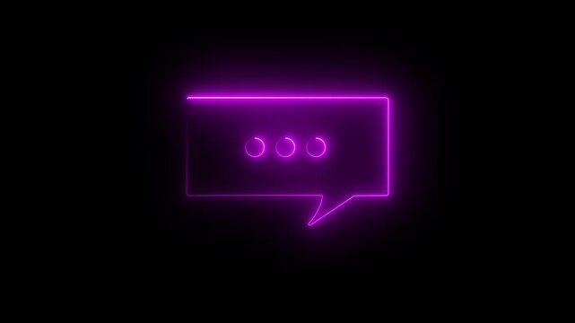 Glowing neon message box icon animation with mail inbox symbol on black background.