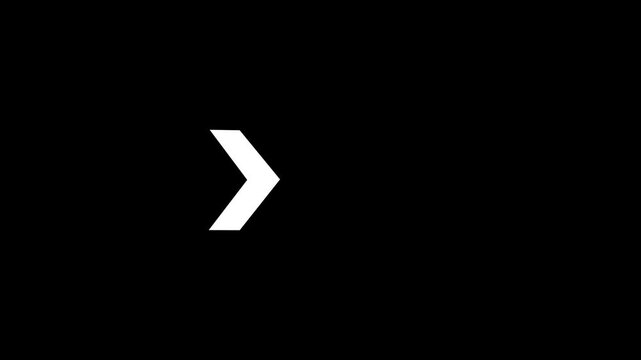 Abstract chevron arrow icon with gray gradient stripes on a black background.