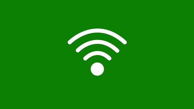 Animated white WiFi icon on a green background with a clean modern design.