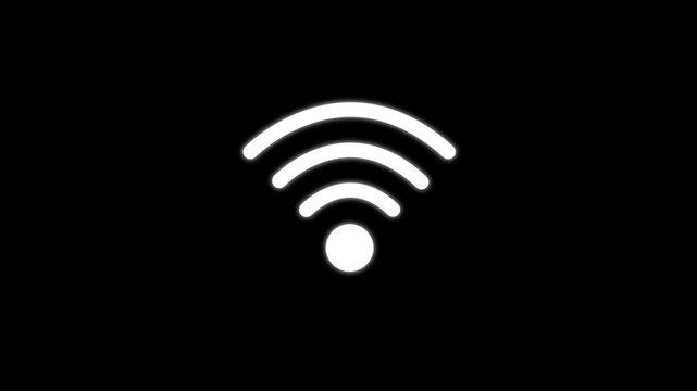 Animated white WiFi icon on a black background with a clean modern design.