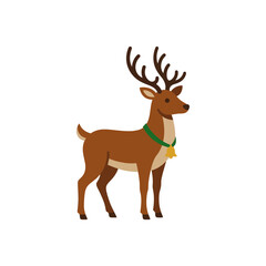 Obraz premium Reindeer with Bell Vector Illustration