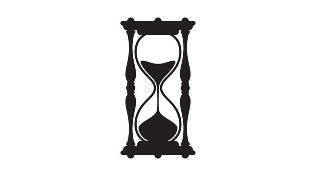 Hourglass With Ornate Frame Black Silhouette sand
