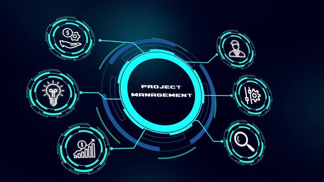 Project Management Concept. Task Planning, Team Coordination, Resource Allocation, Business Execution and Technology Concept.