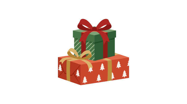 Stacked Christmas Gift Boxes Vector Illustration
