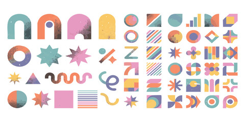 Obraz premium Set of colorful geometric shapes and abstract design elements for modern graphic design and creative projects
