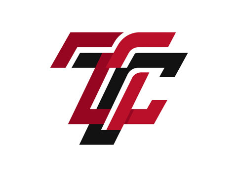 Modern Geometric ITC Monogram Logo Design With Abstract Elements Bold Red And Black