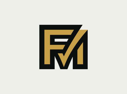 Modern Gold And Black F M Monogram Logo Design