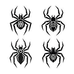 Obraz premium Silhouette of a spider hanging from a Halloween vector