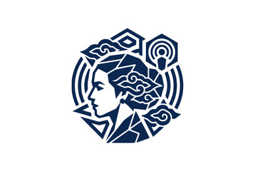 Modern abstract profile portrait with geometric shapes and cultural motifs © jamal