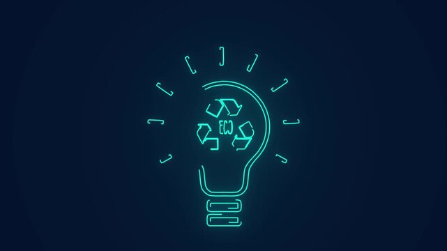 recycling innovation sustainable green technology eco light bulb animation