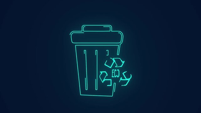 eco friendly recycling waste management sustainable trash bin animation