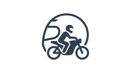 Fototapeta premium Motorcycle Rider Icon with Helmet and Circle Emblem