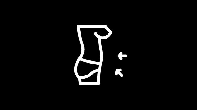 Body contouring icon showing silhouette with arrows indicating slimming and shaping