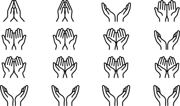 Praying Hands in Various Positions.