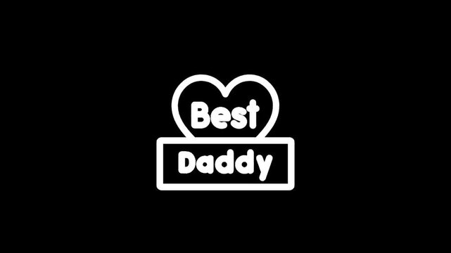 Best Daddy heart badge icon with white outline on black background