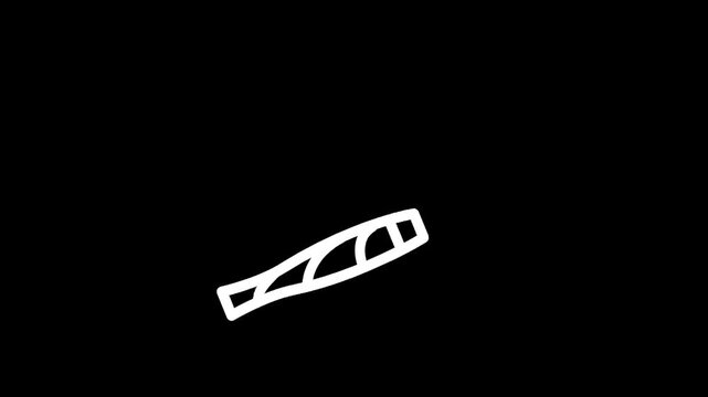 Simple white outline of tweezers on a black background, minimalist design