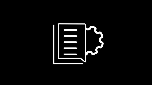 Modern Document Settings and Gear Line Icon Animation Concept for Business Management Technical Support and Software Configuration Graphic