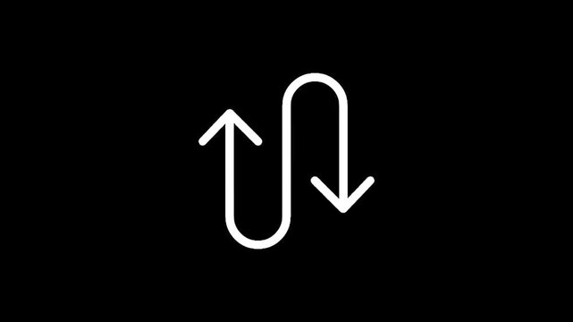 Simple white arrows forming a loop on a black background, symbolizing connection