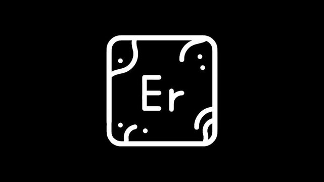 Periodic table element 68 Erbium symbol Er icon on black background