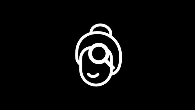 Icon representing a person's face with a magnifying glass examining the cheek area