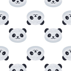 panda, seamless panda bear pattern for fabric and wallpaper designs. Cute cartoon animal print. © nanaserikaya